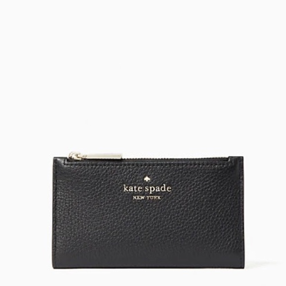 kate spade | leila small slim bifold wallet (black)